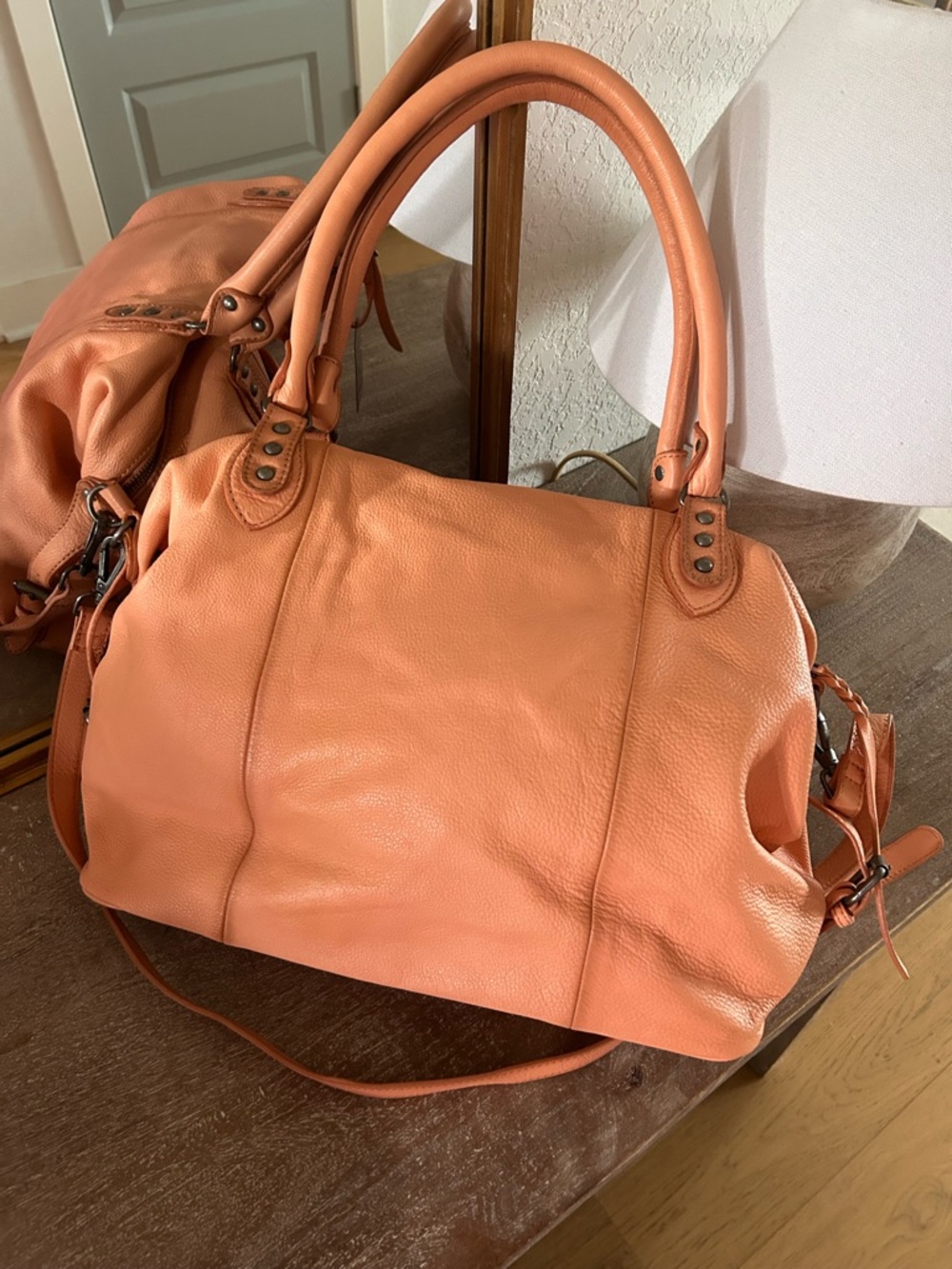 New Free People Emerson Tote Bag Apricot - Picture 7 of 8